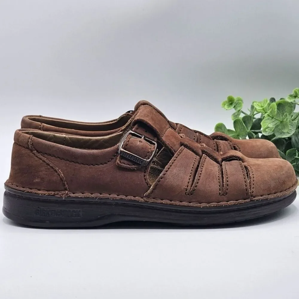 Footprints Birkenstock Madeira Brown Leather Fisherman Shoes Unisex Size EU 42
